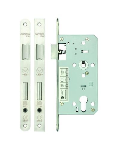 Kooples Hardware 2 Piece DIN Euro Sashlock 72mm Centres 55mm Backset Radius Forend – Mortice Lock for Euro Cylinder Doors