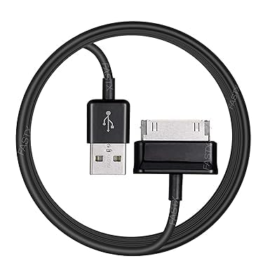 FASTX® USB Data Cable Fast Sync Charger for Samsung Galaxy Tab 2 10.1 P5100 P3100 Tablet Black 30 Pin to USB Connector Speed Transfer Mobile Charging Cord 30pin Android Device Accessory