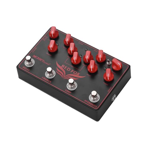 Pedal de efectos de guitarra 4 en 1 con delay, chorus, loop, overdrive, sonido analógico vintage,...