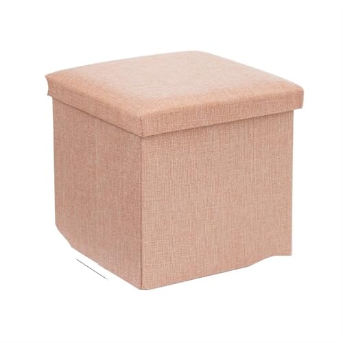 GIYXHU Puff Almacenaje Taburete de Almacenamiento Tela, Banco Zapatos Plegable Multifuncional, Caja for Sentarse, Organizador Taburete, doméstico algodón y Lino(Pink)