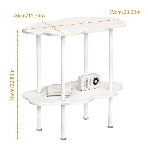 Table d'appoint de style moderne blanc double couche aux finitions soignées