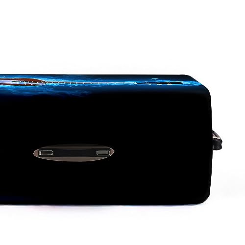 Luggage Cover for Suitcase, Guitar Print Business Suitcase Cover Protector Fit 18-32 Inch Luggage, Baggage Covers with Zipper for Travel (L(26-28inch suitcase),Blue Flame)3