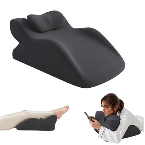 Almohada ergonómica, almohada de cuña con funda lavable, almohada de apoyo lumbar multifuncional para después de la cirugía, circulación sanguínea, hinchazón de piernas, alivio del dolor gris con
