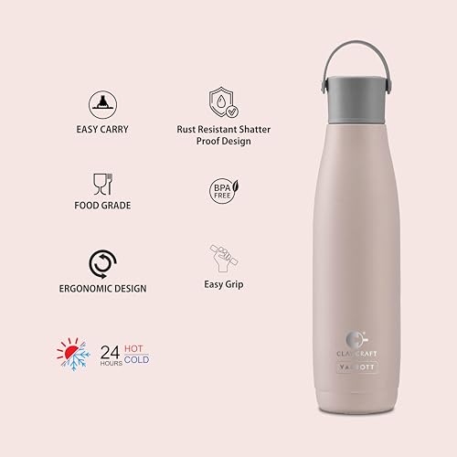 Image of CLAY CRAFT VACBOTT Fresco Double Walled|18 Hours Hot and 24 Hours Cold Water Bottle Vacuum Insulated Flask Bottle 800 ml|1 Pcs Steel Bottle|Travelling|BPA-Free|BIS Certified|1Year Limited Warranty