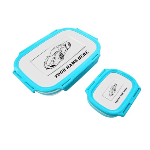Image of ncgifts Personalized Tiffin | Customized Lunch Box | Personalized Stainless Steel Tiffin Box | Your Child's Name and Favourite Character Engraved | for Scholl Students (Sky Blue)