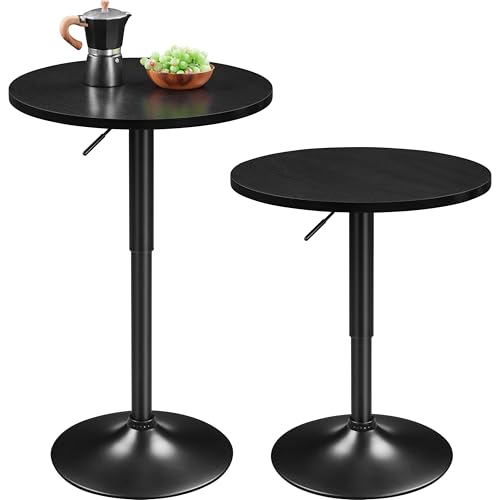 Yaheetech 2er Set Runder Bartisch Höhenverstellbar 69,5–91 cm Stehtisch Bistrotisch 360° Drehbar...