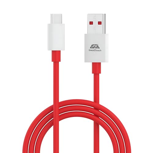 GearZTouch 100W USB-A to Type-C Fast Charging Cable | PD Support, 480Mbps Data Sync | Compatible with OnPlus, Smsung, Mii, Realm, Opo & All USB-C Devices | Durable & Tangle-Resistant (1.2M, Red)
