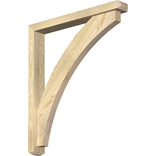 4" W x 30" D x 34" H Thorton Craftsman Rough Sawn Bracket w/Offset Brace, Douglas Fir