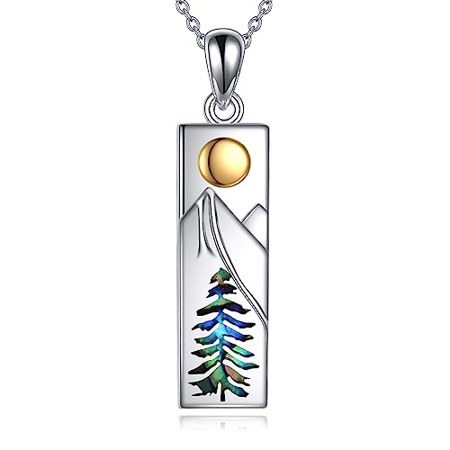YFN Mountain Necklace for Women Sterling Silver Nature Jewelry Gift for Skiers, Hikers, Campers, Climbers and Nature Lovers