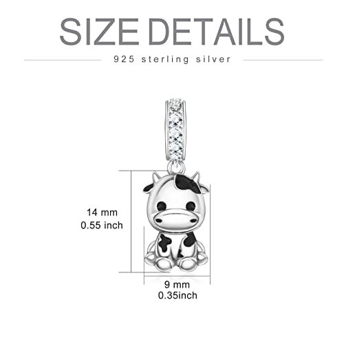 PROESS Sterling Silver Cow/Highland Cow/Otter/Squirrel/Elephant/Axolotl/Cat Charm Animal Charm Bead for Jewelry Making4