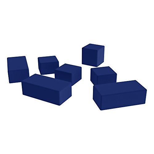 Image of Sprogs 18 inch H Structured Rectangle Stool -Flexible Modular Collaborative Soft Seating for Office, Home, Lounge and School Classrooms with Durable Frame & Set of 2 inch Legs Add-on - Blue