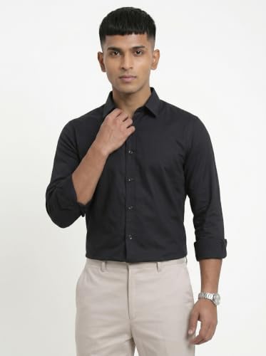 Image of DOXIC Men's Cotton Shirt with Spread Collar Neck Full Sleeves Classic Style Solid Pattern Regular Fit and Standard Length | Formal & Casual Wear Shirts