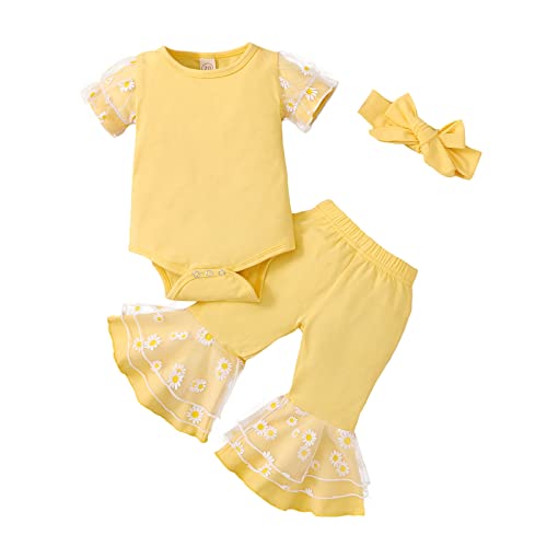 Image of MIEKISA baby girls rompers flared pants suits headband free