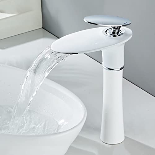 Grifo de baño latón monomando alto 1256 agua fría y caliente Platino A para lavabo