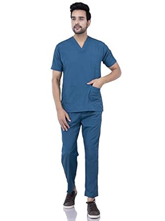 Badoli Collection Hospital Nursing Staff Uniform Complete Dress (L, Sea Green, V-Neck, Pant, Unisex, Professionals)