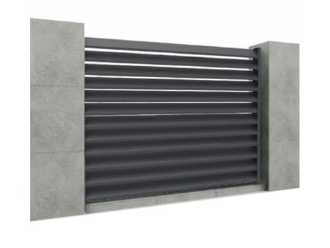 Moderner Aluminium Gartenzaun; 120/150/170 x 200 cm; Anthrazit RAL 7016, Lamellenzaun mit 20x120 mm Jalousien, Sichtschutz, Windschutz, Komplettset, einfache Montage (Anthrazit RAL 7016, 1700 mm)