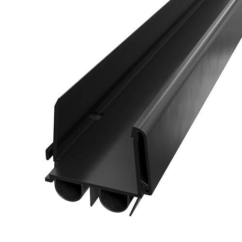 42 Inch Black Adjustable Double Bubble Door Sweep for Exterior Doors Under Door Seal with Drip Edge and Punched Drainage Channel Pre-Notched for Weatherstripping Trim-to-Fit Avodah Hardware