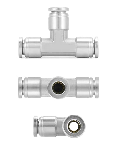 Conector de 3 vías de empuje para conectar QWORK de 1/4 de acero inoxidable para aire 3