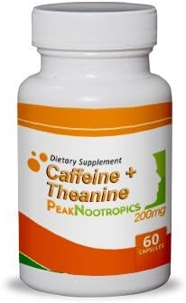 Caffeine L-Theanine Stack - 60 Count 200 mg Veggie Caps - Nootropic Supplement