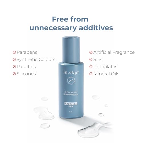 Image of in.skin Anti Acne 3% Niacinamide,1% Salicylic Acid Face Serum | Reduce Active Acne, Controls Oil & Reduce Pimples Dark Spots | Nanoplex Technology | All Skin Types | For Men & Women - 50 ML