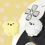 PlayVital Cute Thumb Grip Caps for ps5, Edge, ps4 Controller, Silicone Analog Stick Cover for Xbox Series X/S, Elite Series 2 Controller, Thumb Caps for Switch 2 Pro Controller - Fluffy & Winky Pups