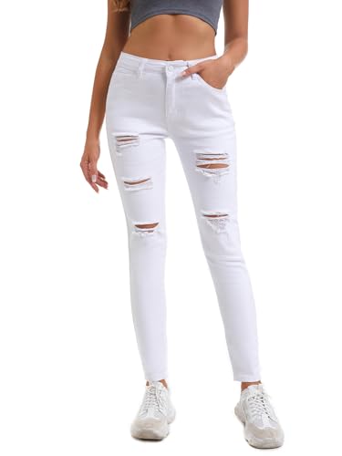 Women's Ripped Skinny High Waisted Jeans Stretch Slim Fit Distressed Denim Pants2