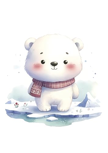 Heimisch Wunder Póster de oso blanco para habitación infantil, decoración para niños y niñas, bonita decoración de pared para habitación infantil