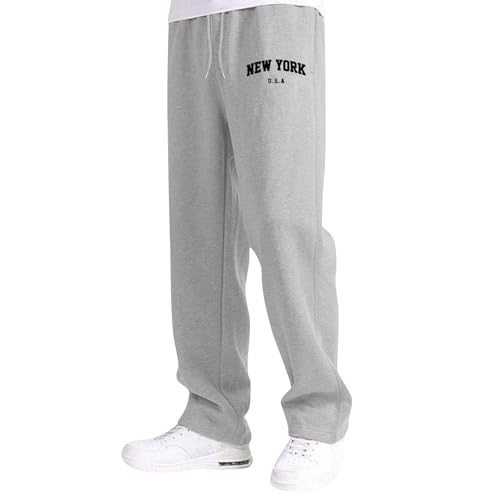 New York Sweatpants for Boys Kids Athletic Joggers Sweat Pants Drawstring Elastic Waist Trousers Girls Wide Leg Pants 4-15T