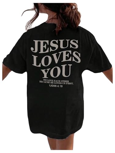 Girl's Letter Print T Shirt Half Sleeve Drop Shoulder Crew Neck Oversized Tee Tops