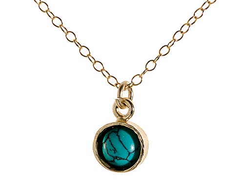 Collier Turquoise Personnalisé 6mm Pendentif Turquoise 14k Gold Filled Chain