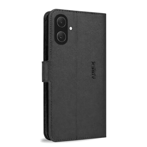 Image of AIBEX Compatible for Samsung A07 5G / Samsung F70E 5G / Samsung M17E 5G Flip Cover Leather Finish | Inside TPU with Card Pockets | Wallet Stand | Complete Protection Flip Case Black