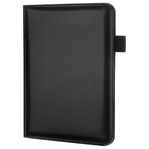 Lcjtop Padfolio Binder A5 Document Organizer with Refillable Lined Notepad, Junior Size Folder Portfolio for Men Women,Black Cover