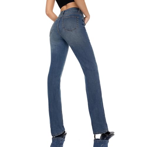 BlueMoment Women High Rise Vintage Micro Flare Stretch Bootcut Flare Retro Wash Stylish Denim Casual Stitched Comfortable4