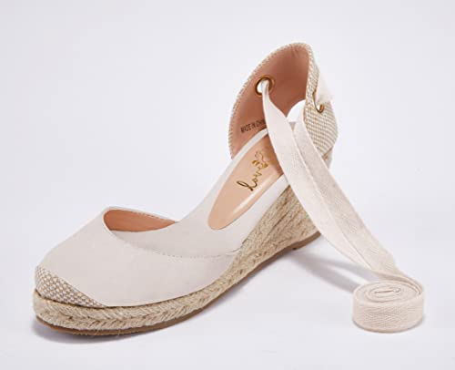 Ruanyu Womens Platform Espadrille Sandals Lace Up Closed Toe Summer Wedge Sandals3