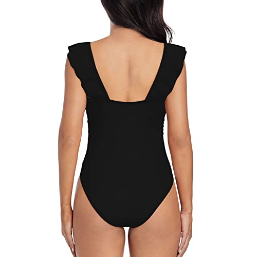 Pineapple Women's Ruffle Straps One-Piece Swimsuit Halter High Waist With Bottom X-Large #TOP4