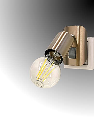 Trango 11-060 Lámpara LED enchufable que incluye 1 bombilla LED E27 de 3000K de color blanco cálido en níquel mate *ANNA* lámpara de pared, lámpara de lectura, lámpara de cocina, luz de noche