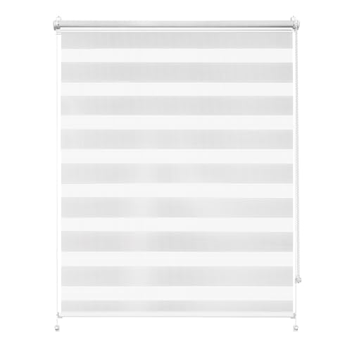 Rettika Doppelrollo Klemmfix ohne Bohren – Weiß – Breite 40 cm, Höhe 120 cm – Duo Rollo für Innenräume, Sichtschutz Fensterrollo mit Lichtregulierung