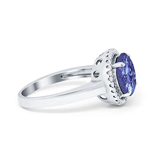 Blue Apple Co. Halo Wedding Engagement Bridal Ring Large Round Simulated Cubic Zirconia 925 Sterling Silver2