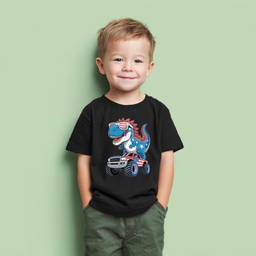 Image of Boys Constitution Day 250 Anniversary USA Shirt Independence Shirt 3-8T | for Kids Boys Girls Toddlers 3T-8T, 4th of July Dinos Flag Patriotic Tee, Independence Day