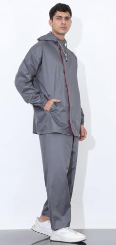 Image of Shasmi Men's Raincoat for Men Waterproof with Hood | Premium Polyester Rain Suit for Bike Riders | Leak Proof Full Body Rainwear Set with Pants | Heavy Duty Zipper (Rainy 290)