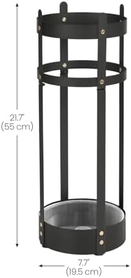 SONGMICS Steel Umbrella Stand, Round Umbrella Holder Rack, 7.7 Dia. x 21.7 Inches, with Removable Drip Tray, for Entryway, Office, Stable, Assembly Required, Black ULUC28BK