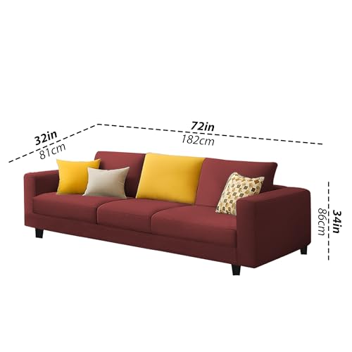 Image of Galib 3 Seater Sofa Set for Living Room (Maroon Fabric) Premium Fabric Sofa Set