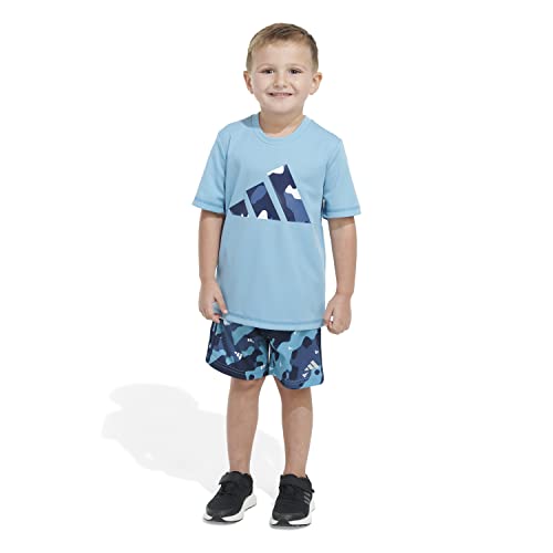 Image of adidas baby-boys Poly Tee Aop 3s Short Set(infant)