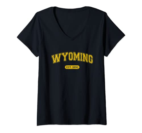 Mujer Estilo Escolar retro Wyoming 1890 Apagado Camiseta Cuello V