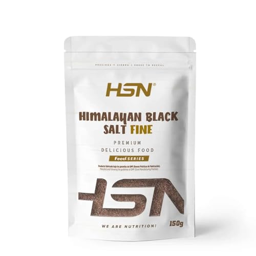 HSN Sal Negra del Himalaya Kala Namak 150 g – Grano Fino, Sin Refinar, Sal Mineral Natural con Sabor Umami para Cocina Vegana y Condimentos