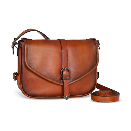 Image of Iswee Genuine Leather Crossbody Bag for Women Lightweight Medium Shoulder Purse with Adjustable Strap Travel Satchel Handbags | Leather