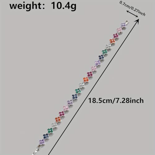 Rainbow & Clover Zircon Unisex Bracelet, Crystal Flower Design, Fashion-Forward Accessory3