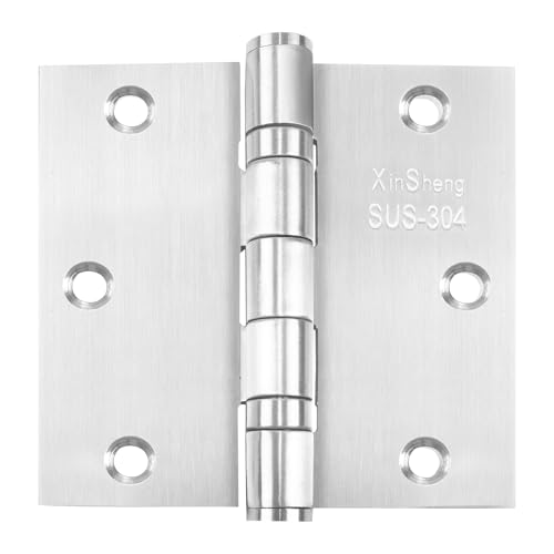 XinSheng 3 Pack Full 304 Stainless Steel Door Hinges 3.5x3.5 Inch with Rust-Proof Ball Bearings and Square Corners, for Interior and Security Doors in High-Salt Environments - Non-Detachable Pins