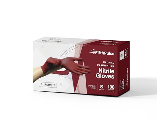 Image of Light Burgundy Nitrile Disposable Gloves - 100 Count - 3 Mil Nitrile Gloves Small - Powder and Latex Free Rubber Gloves - Surgical Medical Exam Gloves - Food Safe Cooking Gloves