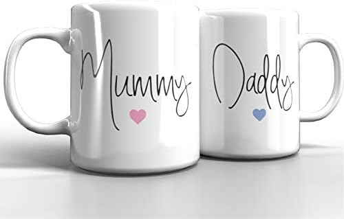 Print Maniacs Set of 2 Mugs Mummy and Daddy Mum Dad Christmas 1st Present Gift New Parents